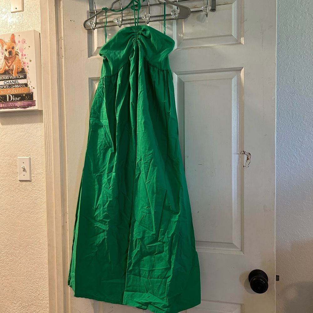 Zara Emerald Green Strapless Maxi Dress